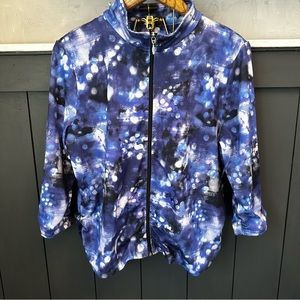 Aveva Womens Blue White Black Multi-Color Solar Full‎ Zip Athletic Jacket XL